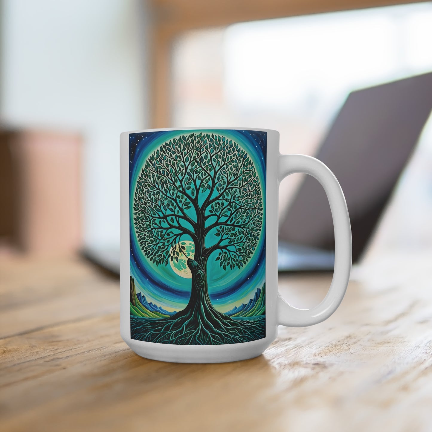 Tree Of Life Mug – Spiritual Coffee Cup With Cosmic Nature Artwork, Celestial Roots Design, Gift For Nature Lovers