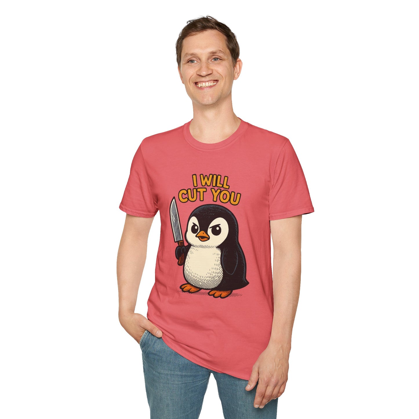 Angry Penguin Knife Shirt – Funny Animal Graphic Tee, Sarcastic Gift for Introverts, Cute but Deadly Humor Shirt