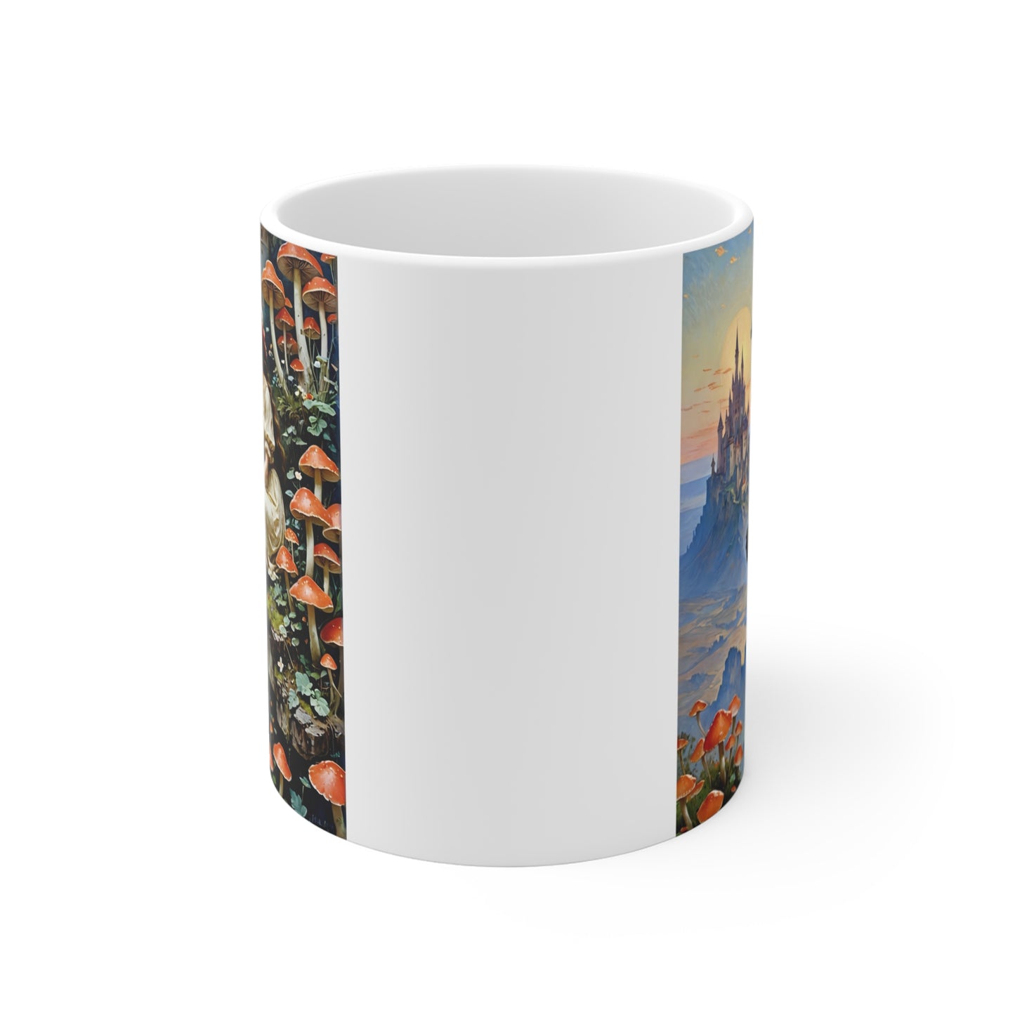 Fantasy Castle Coffee Mug 11oz Ceramic Cup Fairy Tale Drinkware Whimsical Artwork Enchanted Mushroom Forest Design For Morning Coffee And Hot Tea