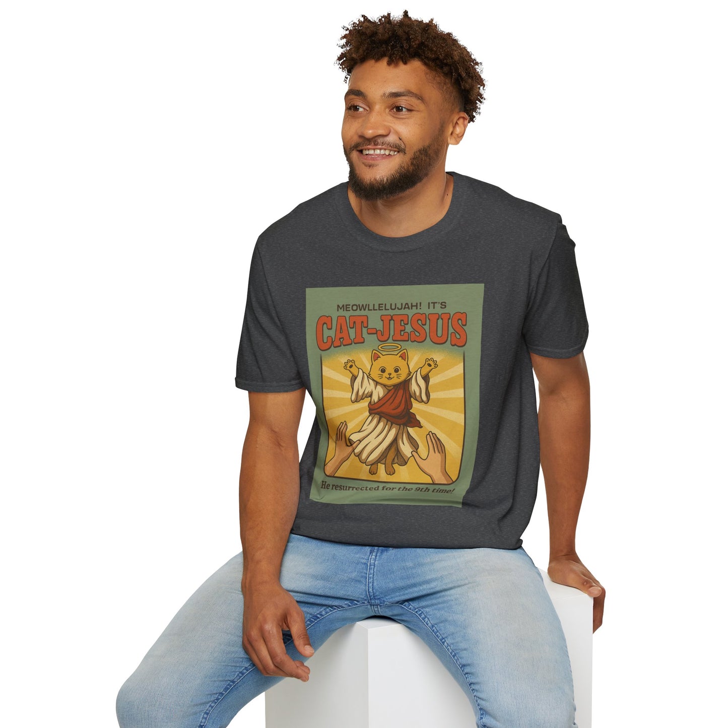 Cat Jesus Funny Resurrected Cat Shirt Meow Hallelujah Tee for Cat Lovers Faith and Felines Fans of Holy Humor and Nine Lives Resurrection Gags