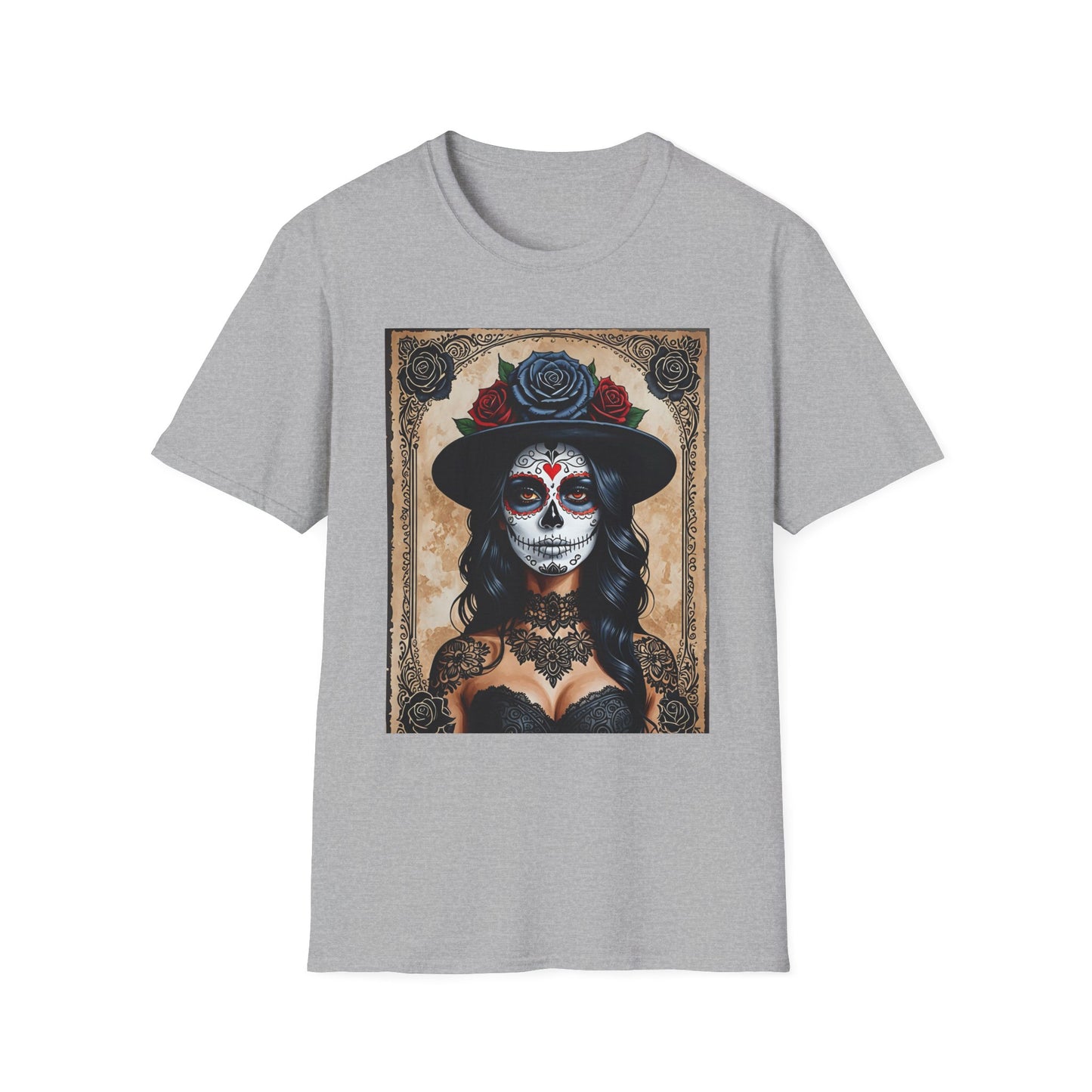 Sugar Skull T-Shirt – Gothic Calavera Tattoo Art Tee – Gift for Skull Collectors, Tattoo Lovers, and Dark Aesthetic Fans