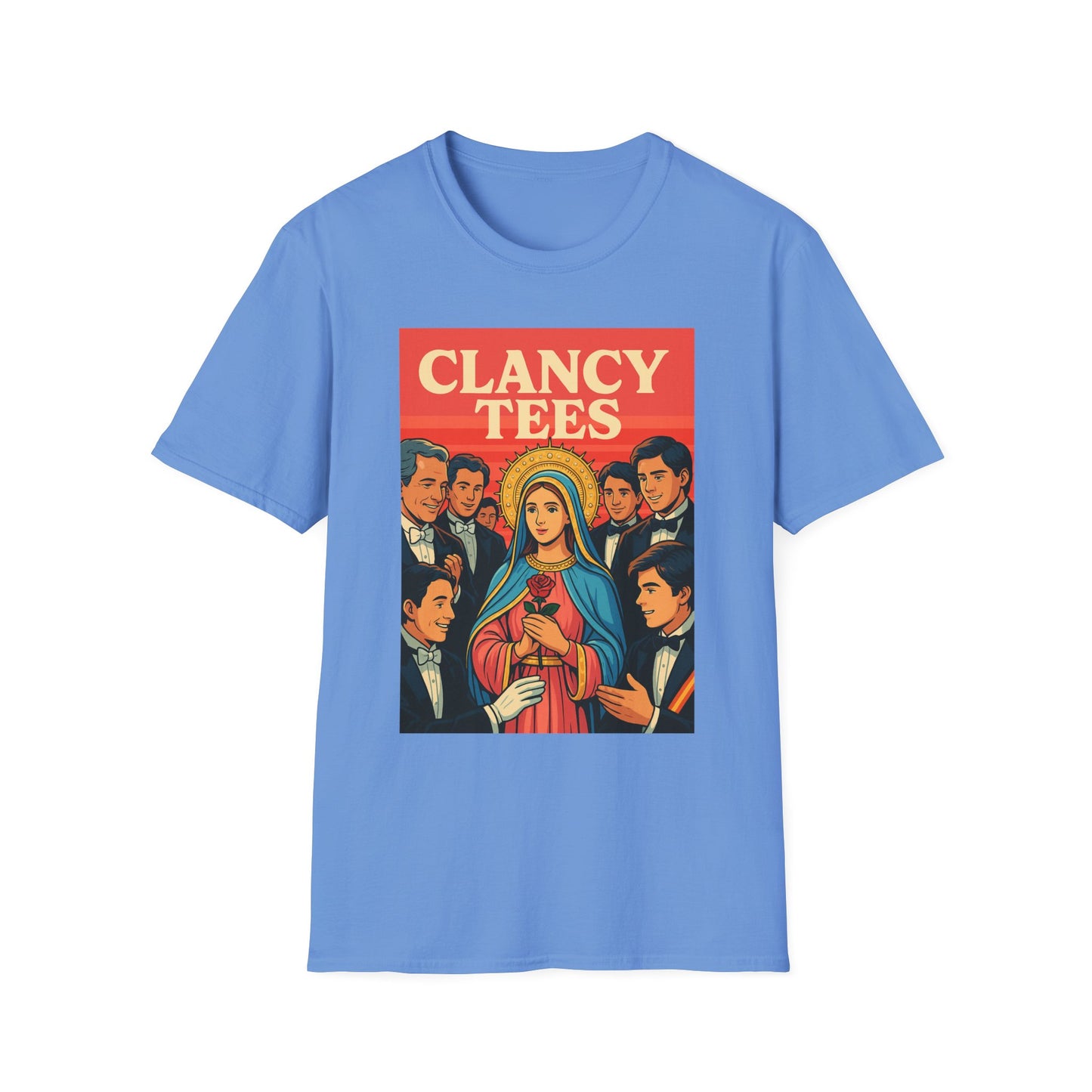 Vintage Virgin Mary Graphic T-Shirt, Softstyle Madonna Tee for Casual Wear, Perfect Gift for Holidays, Retro Clothing, Unisex Tees