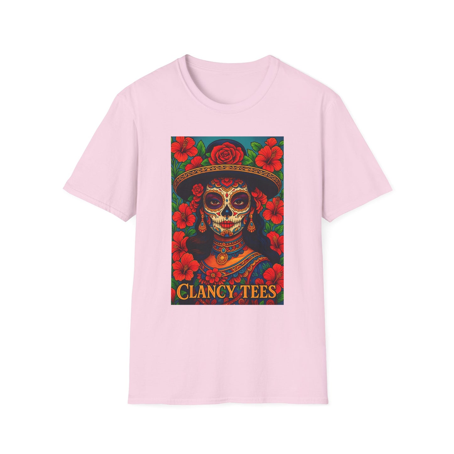 Colorful Sugar Skull T-Shirt, Day of the Dead Tee, Unique Graphic Shirt, Festival Apparel, Gift for Halloween, Unisex Softstyle Tee