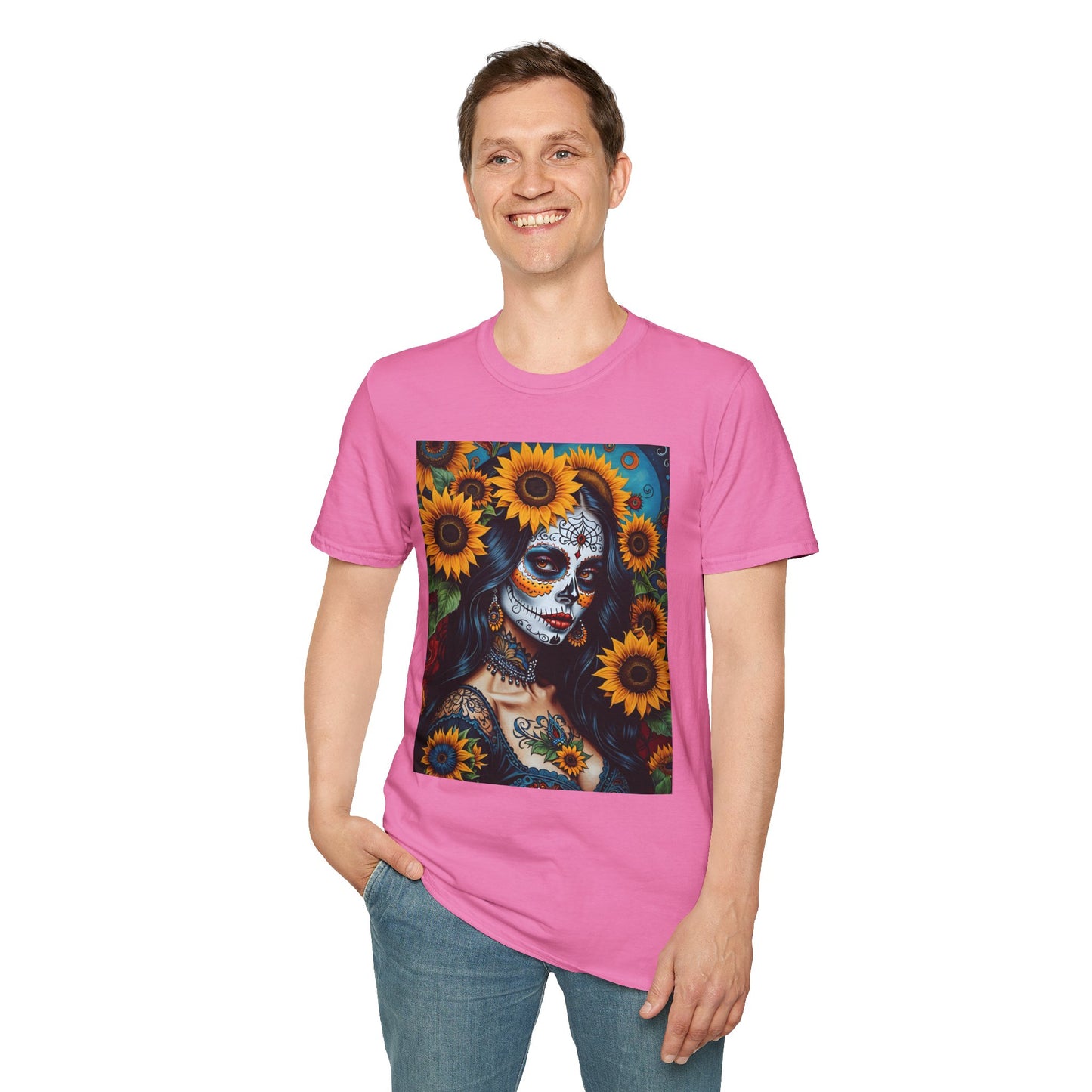 Day of the Dead Floral T-Shirt, Sugar Skull Tee, Unisex Halloween Shirt, Floral Art T-Shirt, Casual Everyday Wear