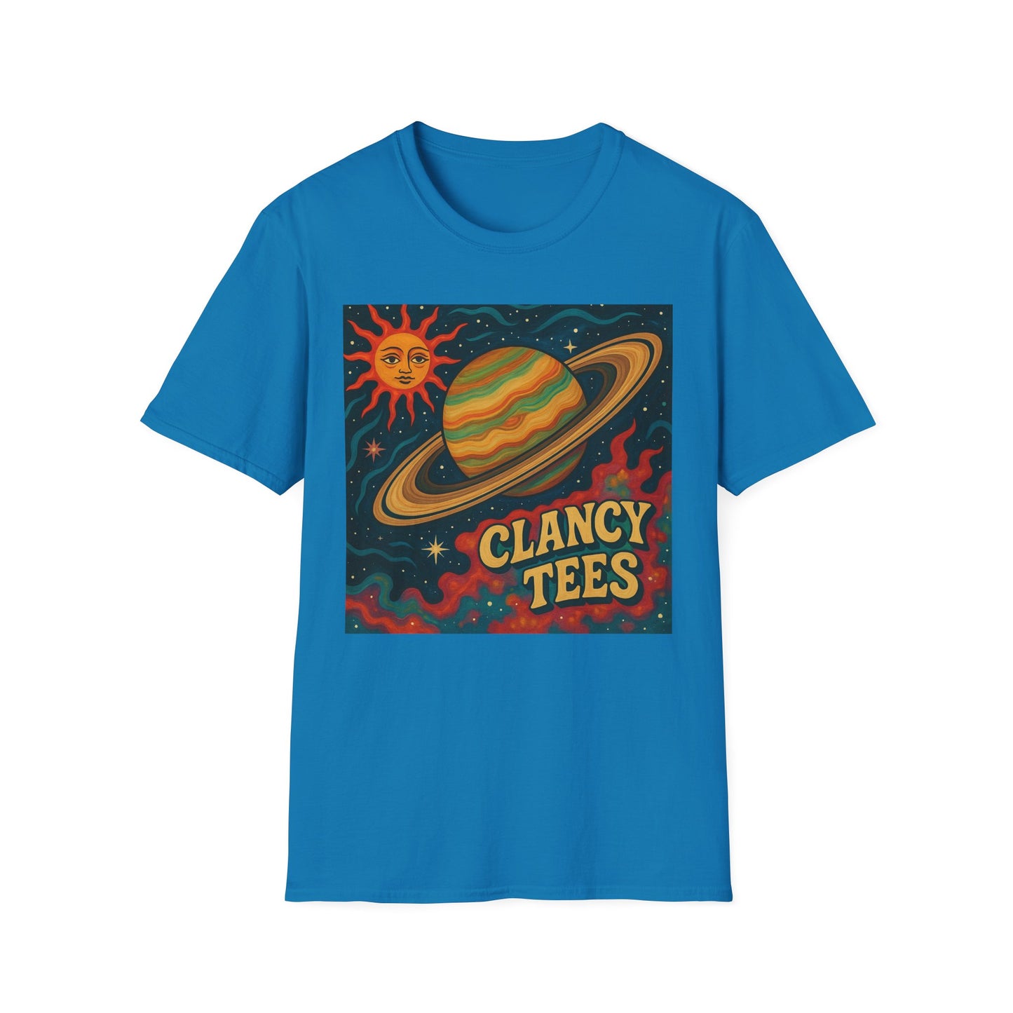 Saturn Sun Shirt – Retro Psychedelic Planet Graphic Tee with Groovy Outer Space Art – Gift for Astronomers, Daydreamers, and Cosmic Wanderers