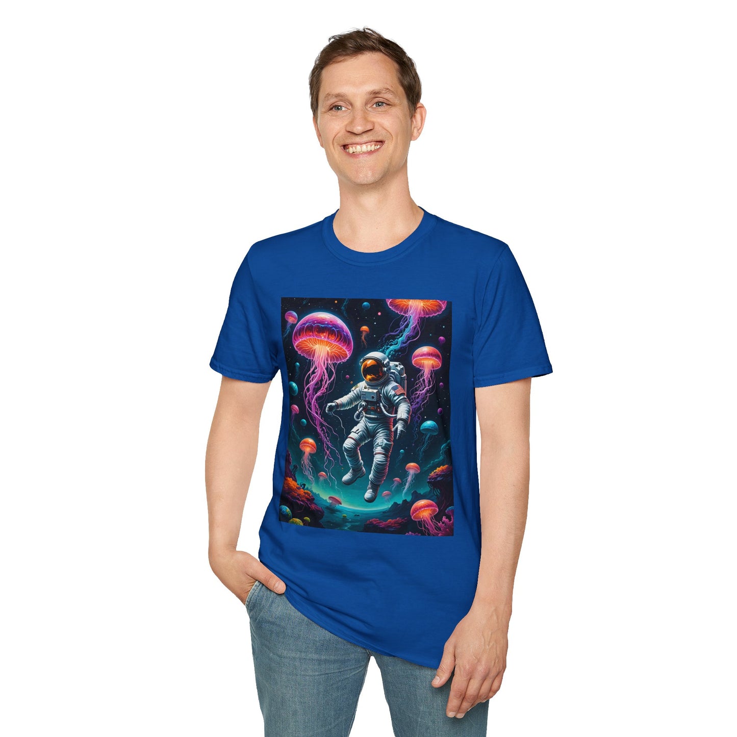 Cosmic Jellyfish T-Shirt, Astronaut Tee, Space Lover's Apparel, Unique Gift, Unisex Softstyle Shirt