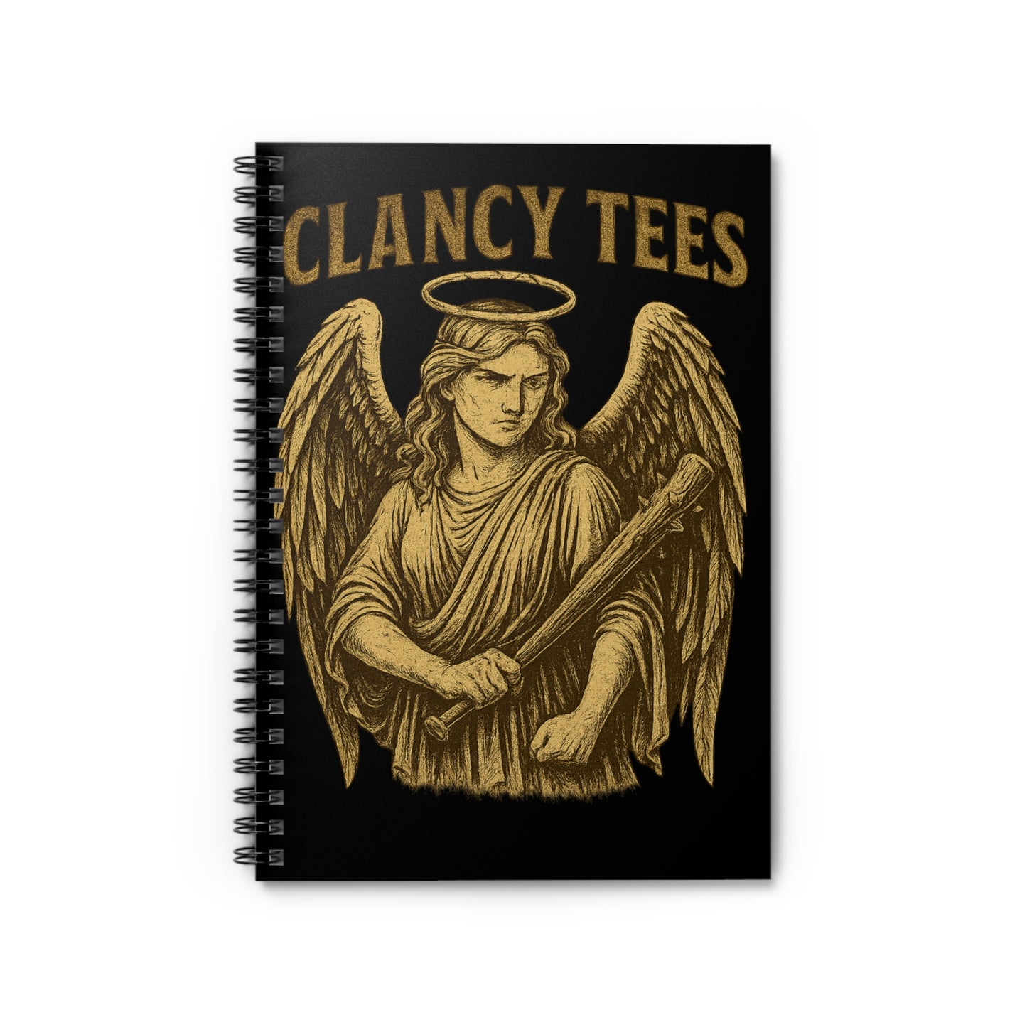Badass Angel Notebook Golden Warrior Journal Dark Fantasy Sketchbook Unique Spiral Writing Pad Gift For Artists Writers And Dreamers