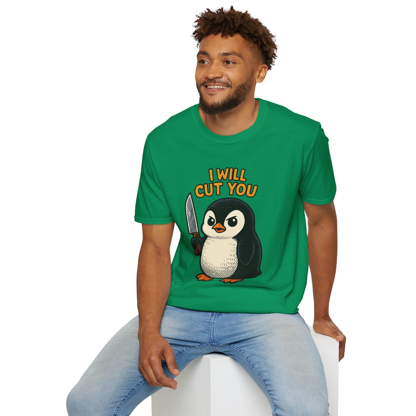 Angry Penguin Knife Shirt – Funny Animal Graphic Tee, Sarcastic Gift for Introverts, Cute but Deadly Humor Shirt