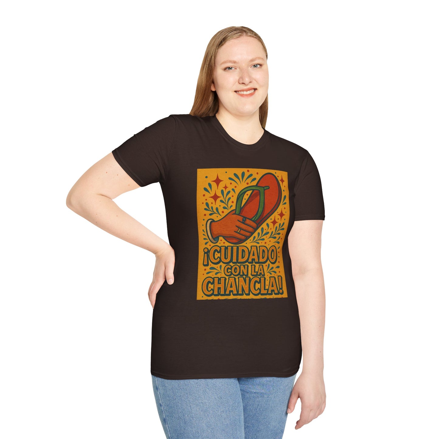 Cuidado Con La Chancla T-Shirt Funny Spanish Graphic Tee Latin Humor Shirt Fiesta Party Shirt Gift for Hispanic Friends Gift for Moms Gift for Abuela