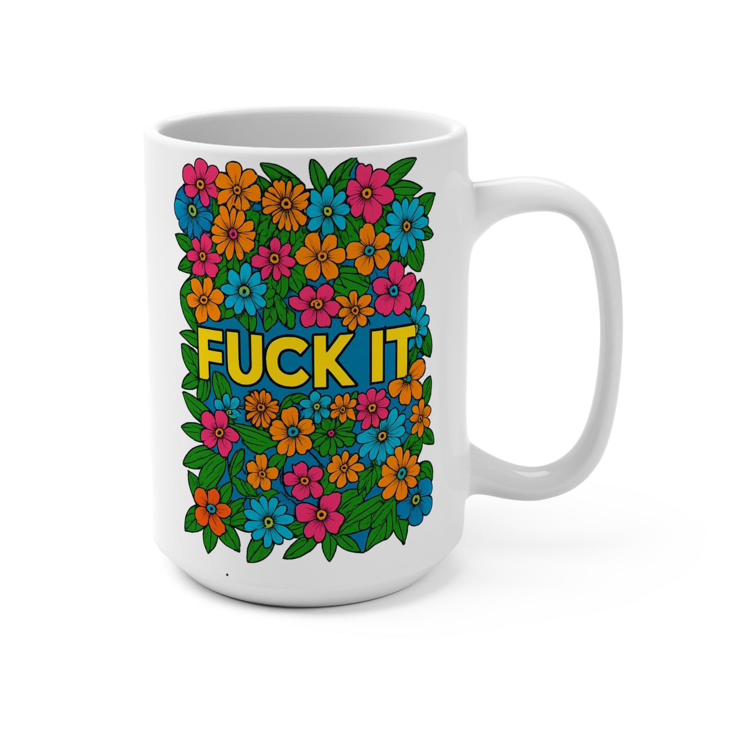 Fuck It Mug Funny Floral Artwork Ceramic Coffee Cup Gift for Sarcastic Friends