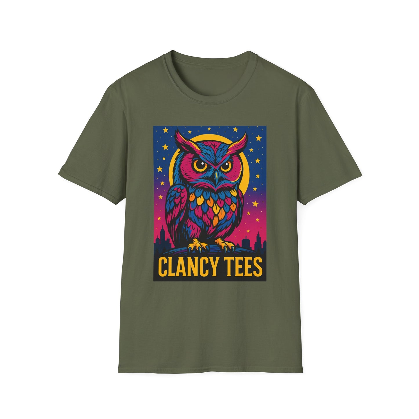 Psychedelic Owl Shirt with Stars and Moon | Trippy Forest Animal Tee | Gift for Night Owls and Weirdos | Bold Colorful Nature Graphic Tee