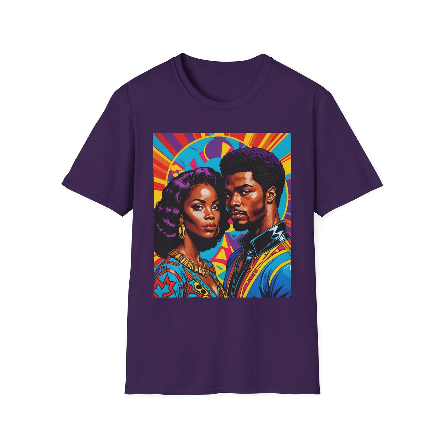 Vibrant Retro-Inspired Unisex Softstyle T-Shirt, Colorful Art Tee, Black History Month Shirt, Casual Streetwear, Gift for Art Lovers