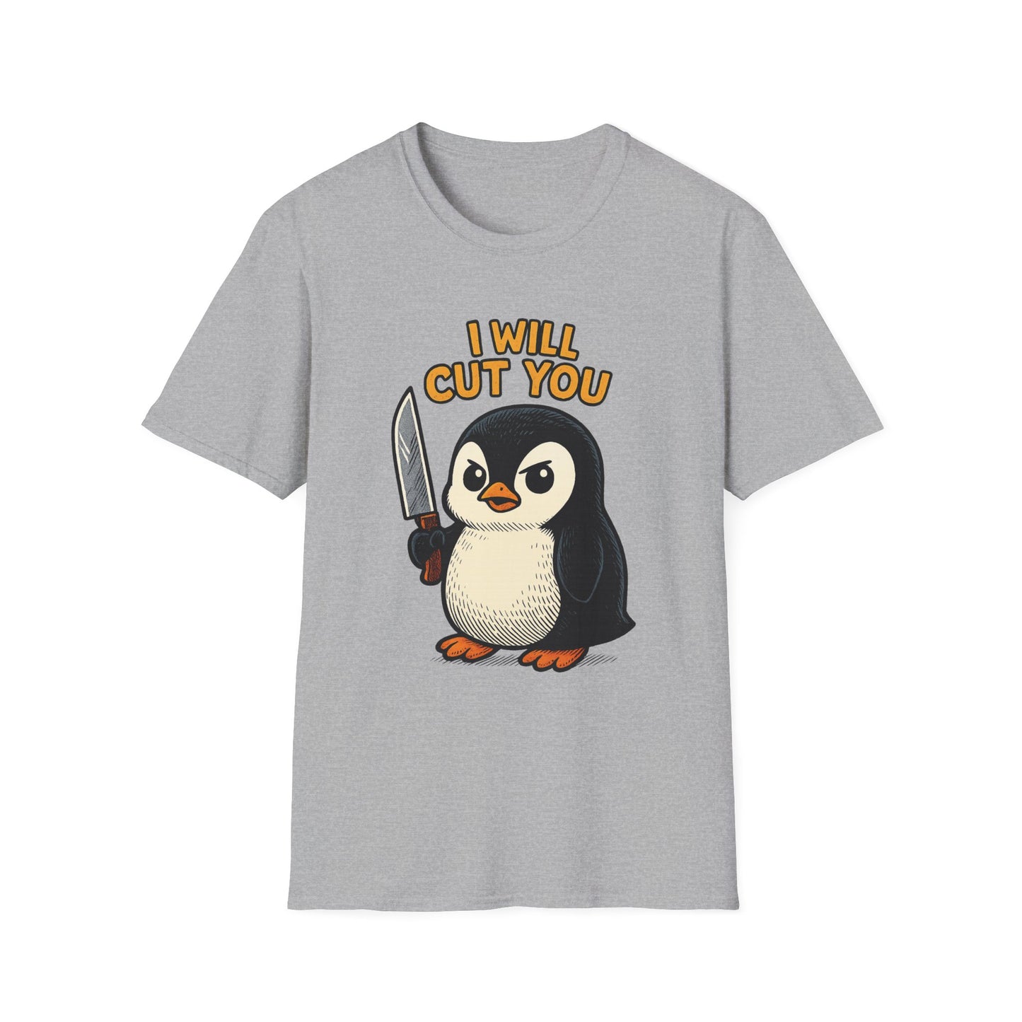 Angry Penguin Knife Shirt – Funny Animal Graphic Tee, Sarcastic Gift for Introverts, Cute but Deadly Humor Shirt