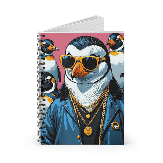 Cool Penguin Notebook – Funny Animal Journal, Hip Hop Penguin Spiral Journal, Stylish Penguin Writing Notebook, Gift for Animal Lovers