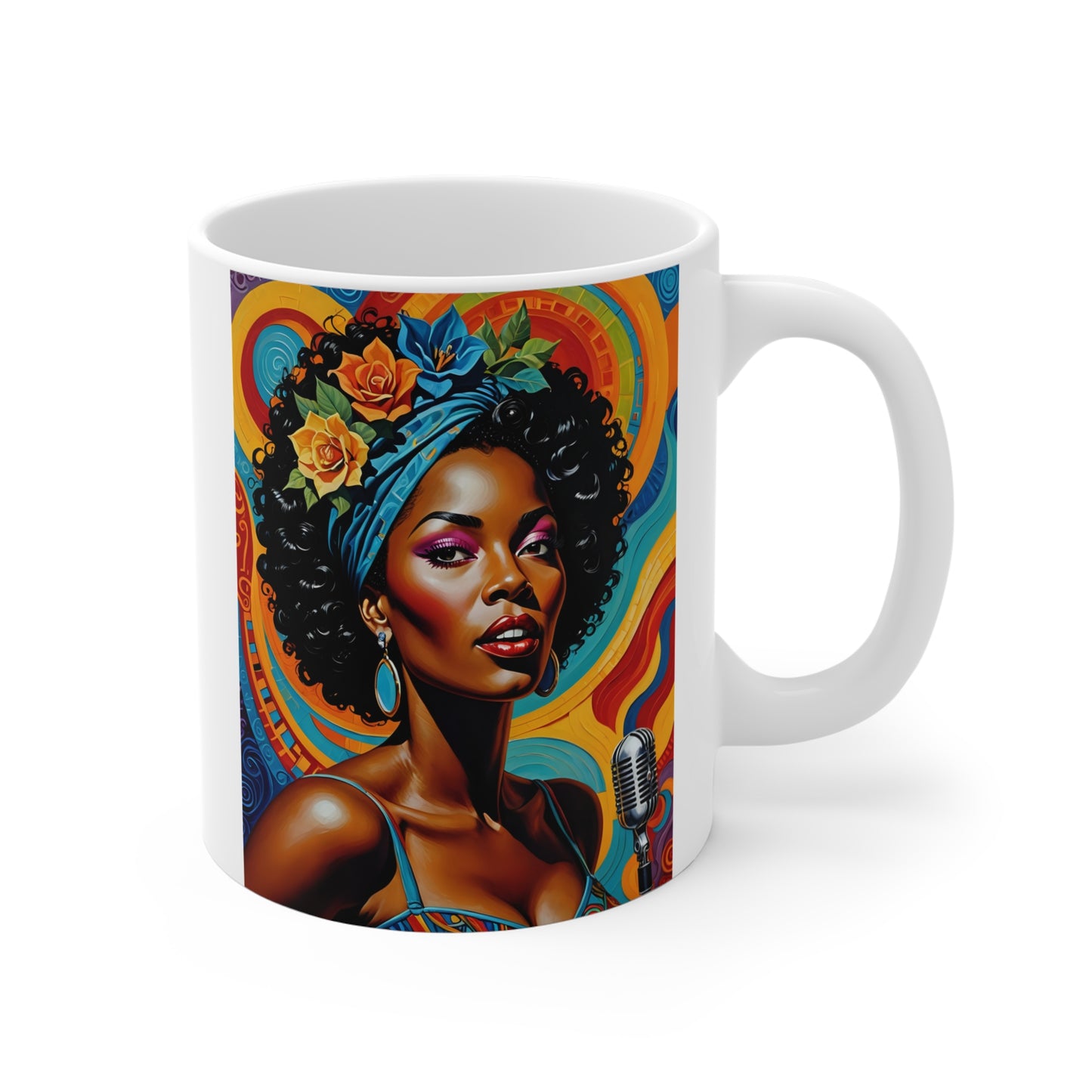 Afrocentric Art Coffee Mug 11oz Colorful Jazz Singer Cup Gift