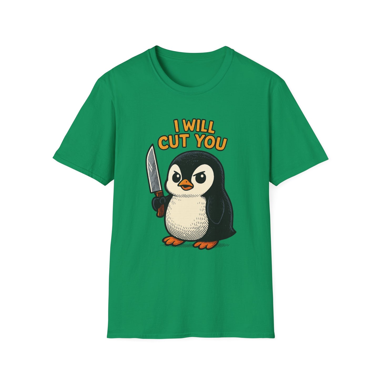 Angry Penguin Knife Shirt – Funny Animal Graphic Tee, Sarcastic Gift for Introverts, Cute but Deadly Humor Shirt