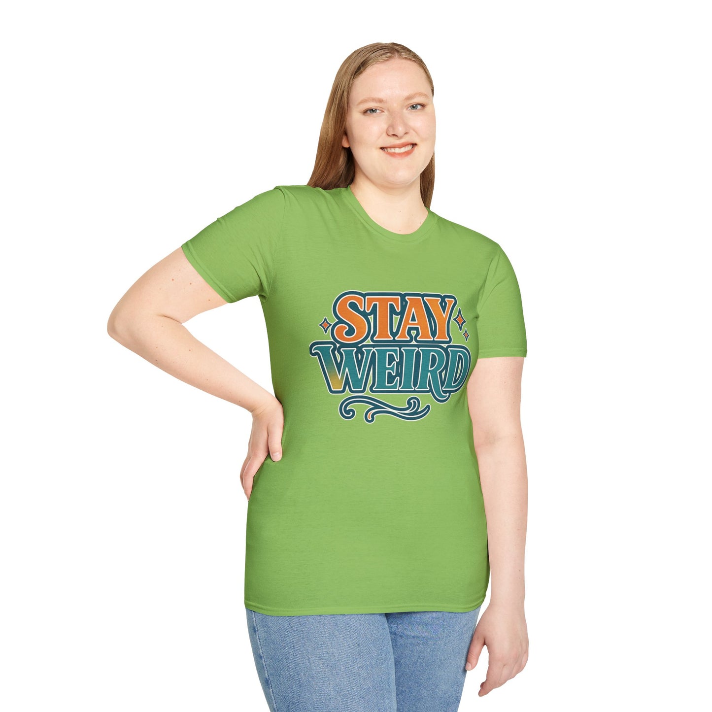 Stay Weird Unisex Softstyle T-Shirt - Fun Graphic Tee, Quirky Apparel, Gift for Friends, Casual Wear, Unique Style