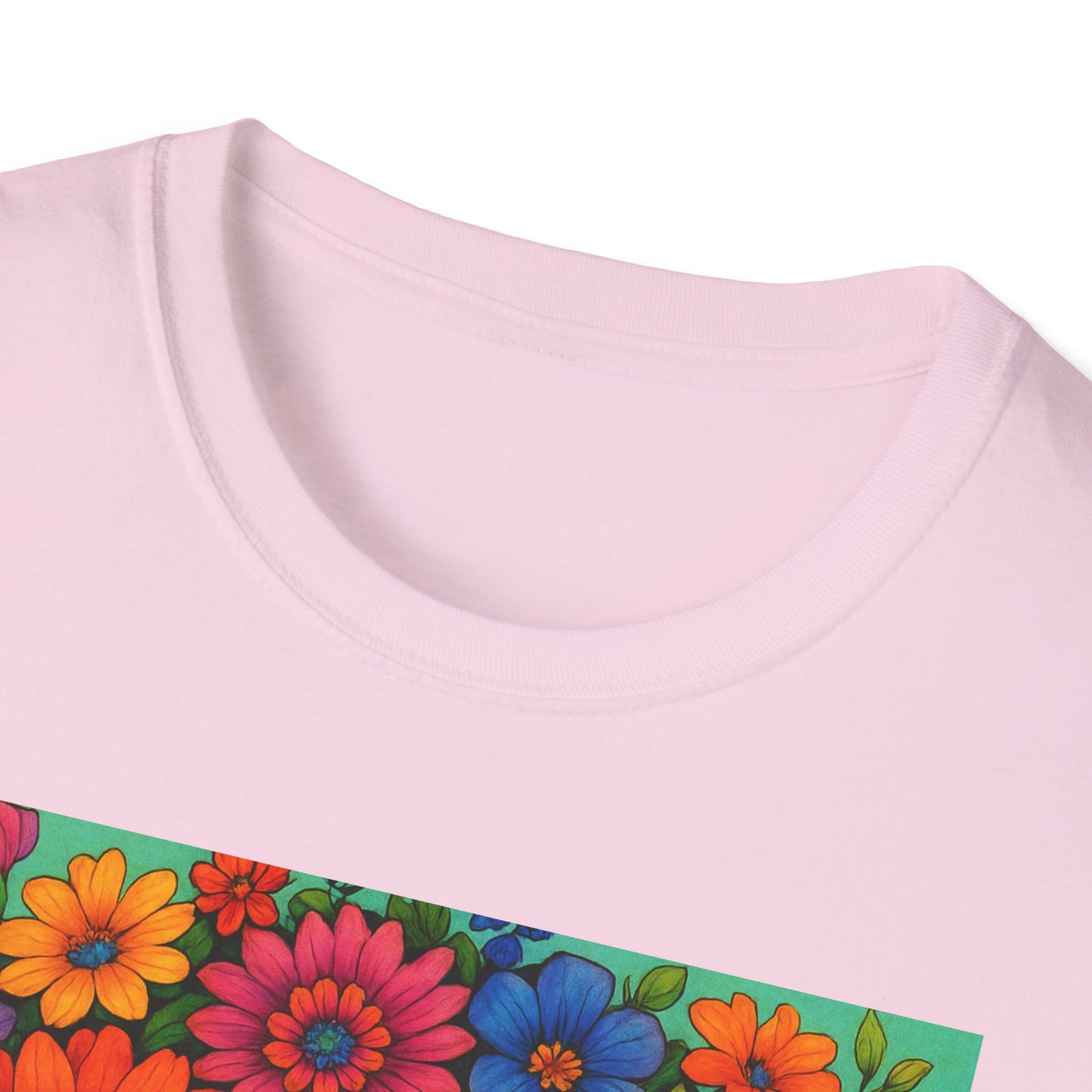 Flower Crown Woman T-Shirt – Afro Boho Floral Portrait Tee – Vibrant Art Shirt Gift for Nature Lovers, Hippies, Artists, and Bold Aesthetic Queens
