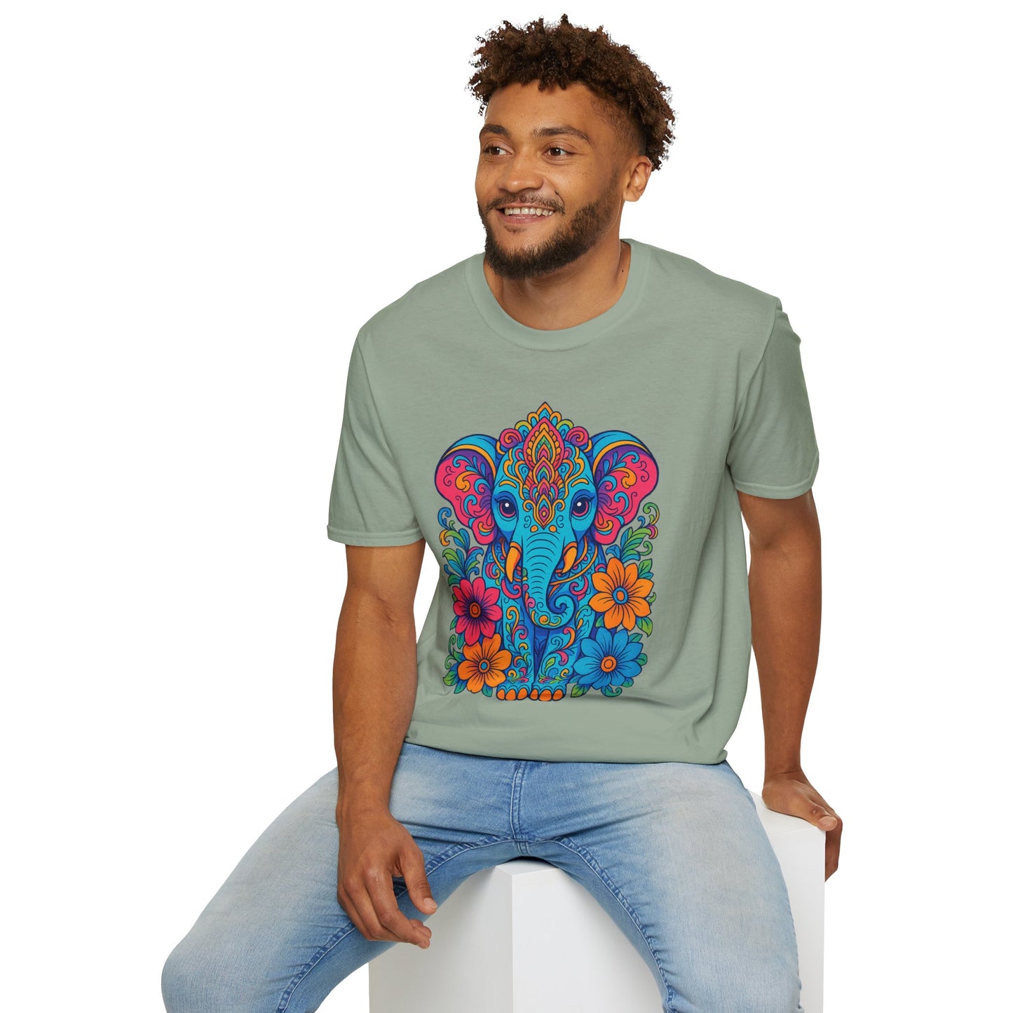 Colorful Elephant Shirt Trippy Boho Floral Art Tee Gift for Yoga Lovers Psychedelic Animal Fans and Free Spirits Who Rock Vibrant Festival Style
