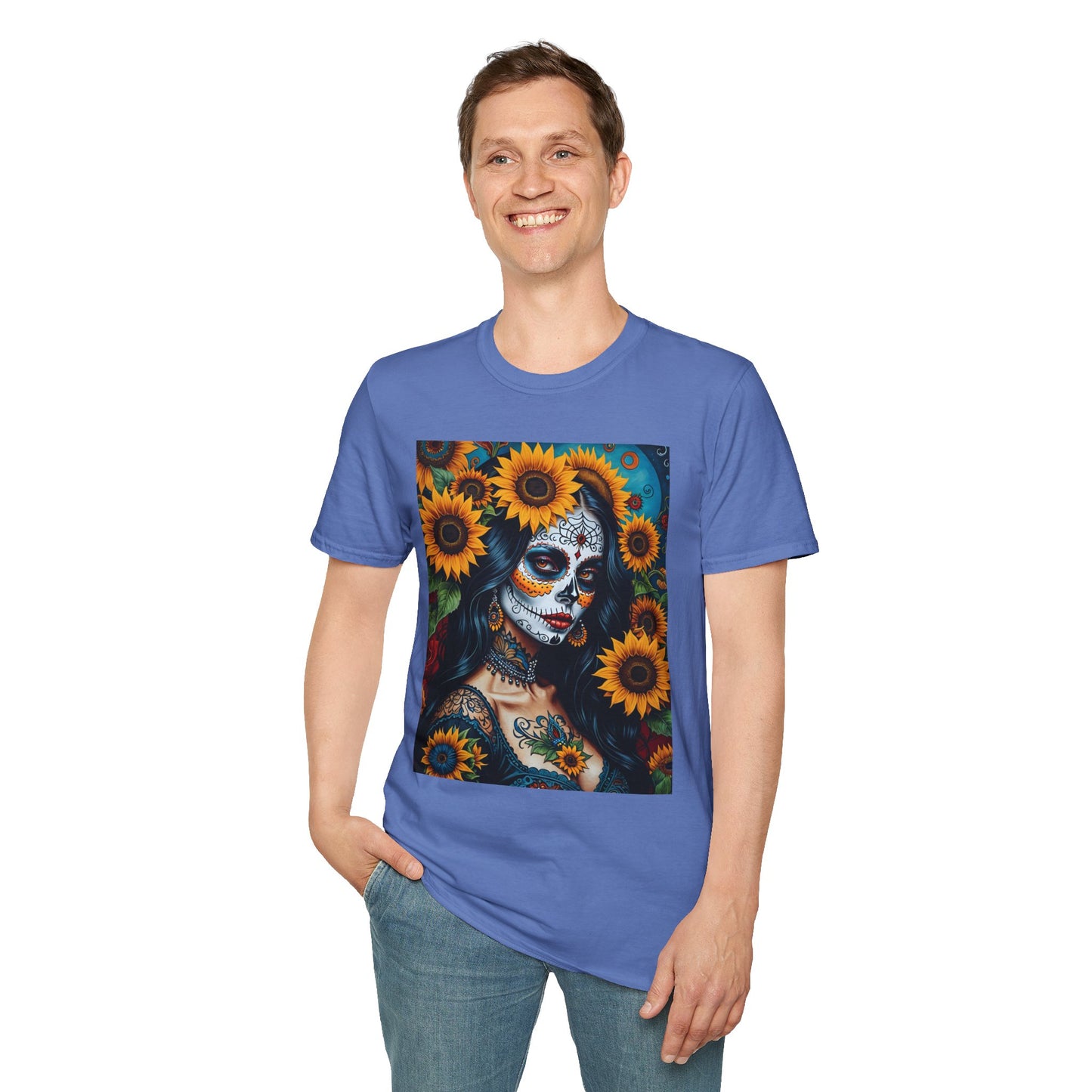 Day of the Dead Floral T-Shirt, Sugar Skull Tee, Unisex Halloween Shirt, Floral Art T-Shirt, Casual Everyday Wear