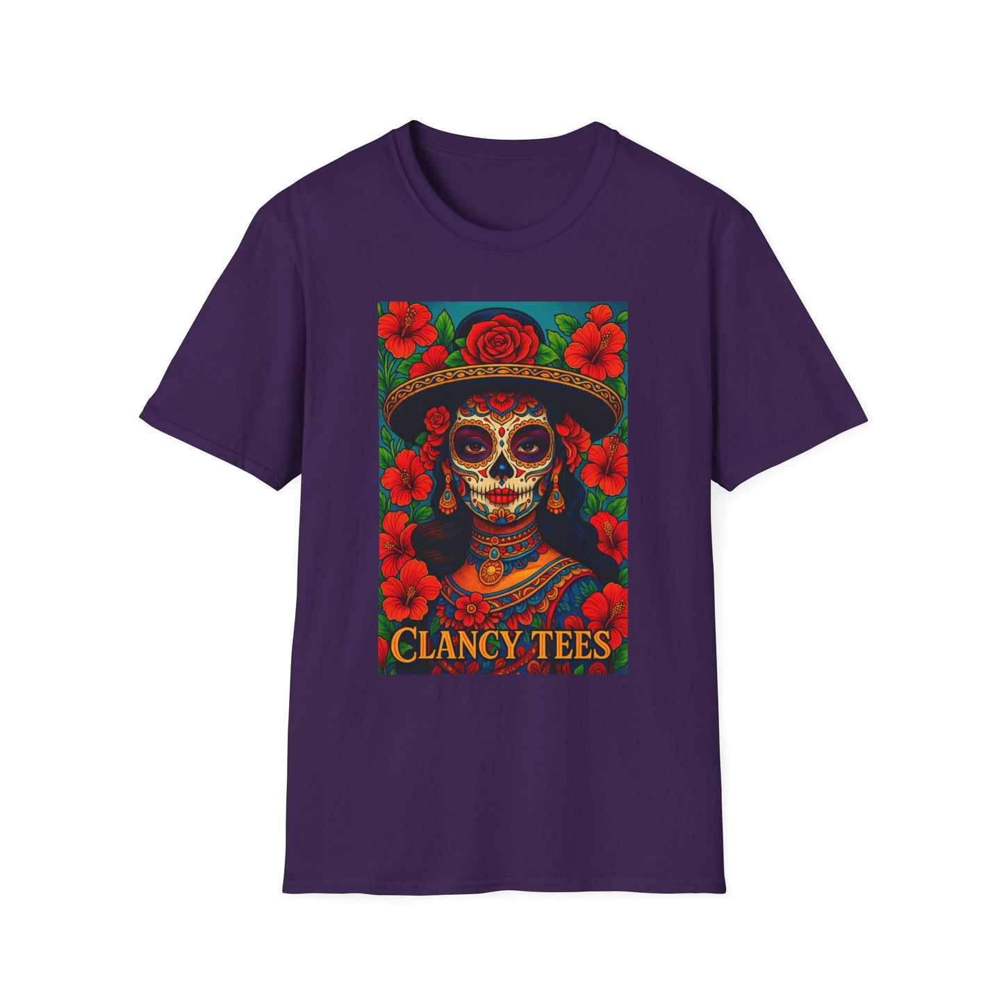 Colorful Sugar Skull T-Shirt, Day of the Dead Tee, Unique Graphic Shirt, Festival Apparel, Gift for Halloween, Unisex Softstyle Tee