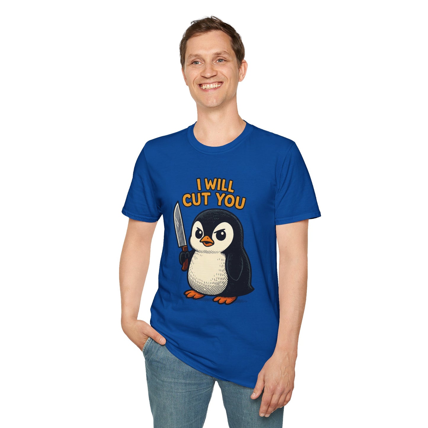 Angry Penguin Knife Shirt – Funny Animal Graphic Tee, Sarcastic Gift for Introverts, Cute but Deadly Humor Shirt