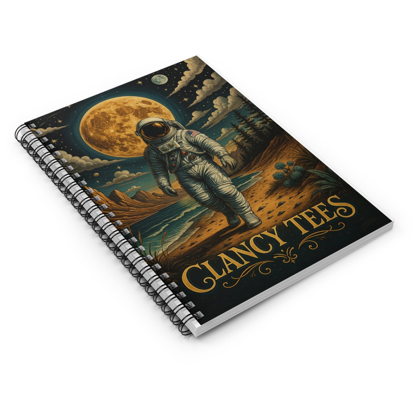 Astronaut Journal Space Notebook Cosmic Writing Pad With Celestial Artwork Featuring Moon and Stars For Creative Writing Sketching And Notes