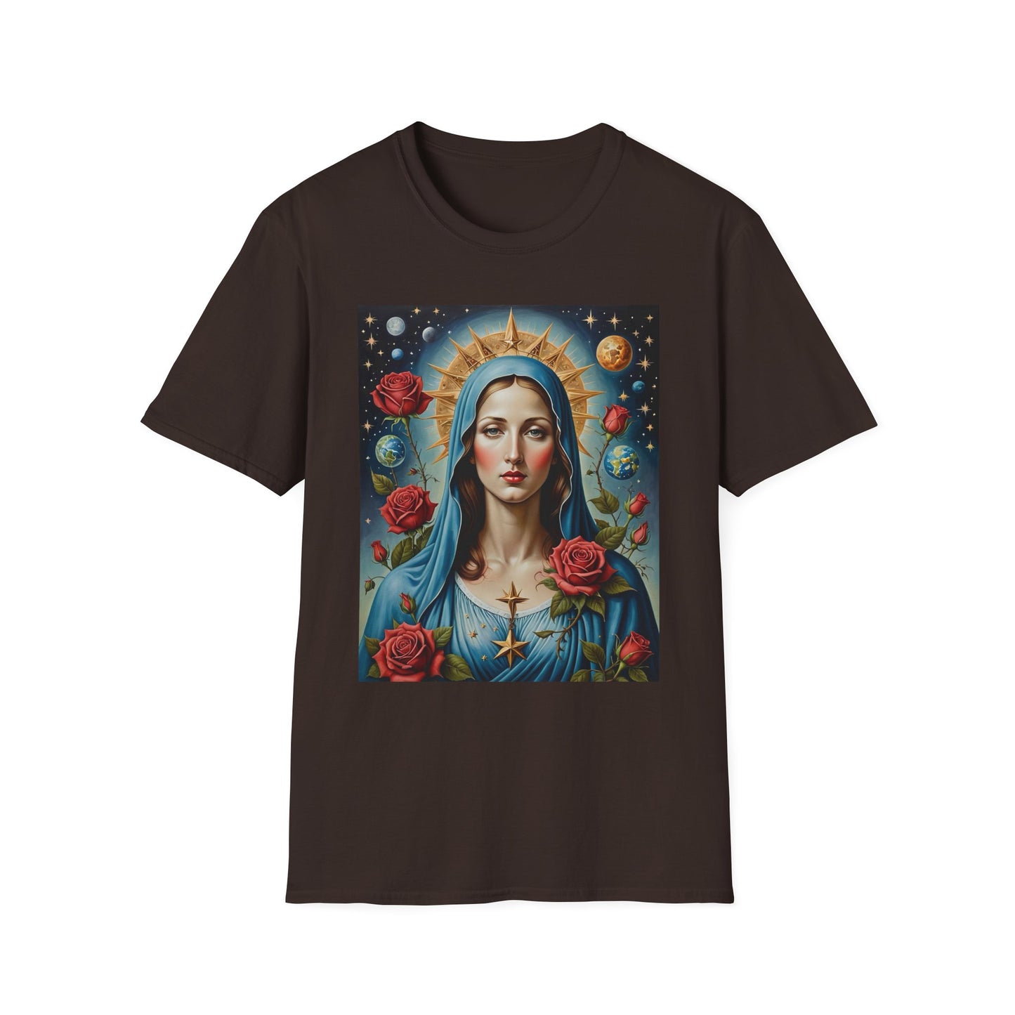Artistic Virgin Mary T-Shirt, Vintage Graphic Tee, Religious Shirt, Christian Gift, Casual Wear