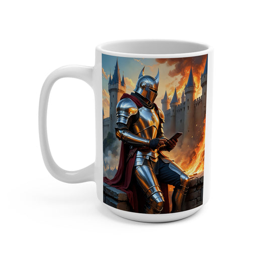 Medieval Knight Mug Epic Fantasy Artwork Ceramic Coffee Cup Gift for History Lovers