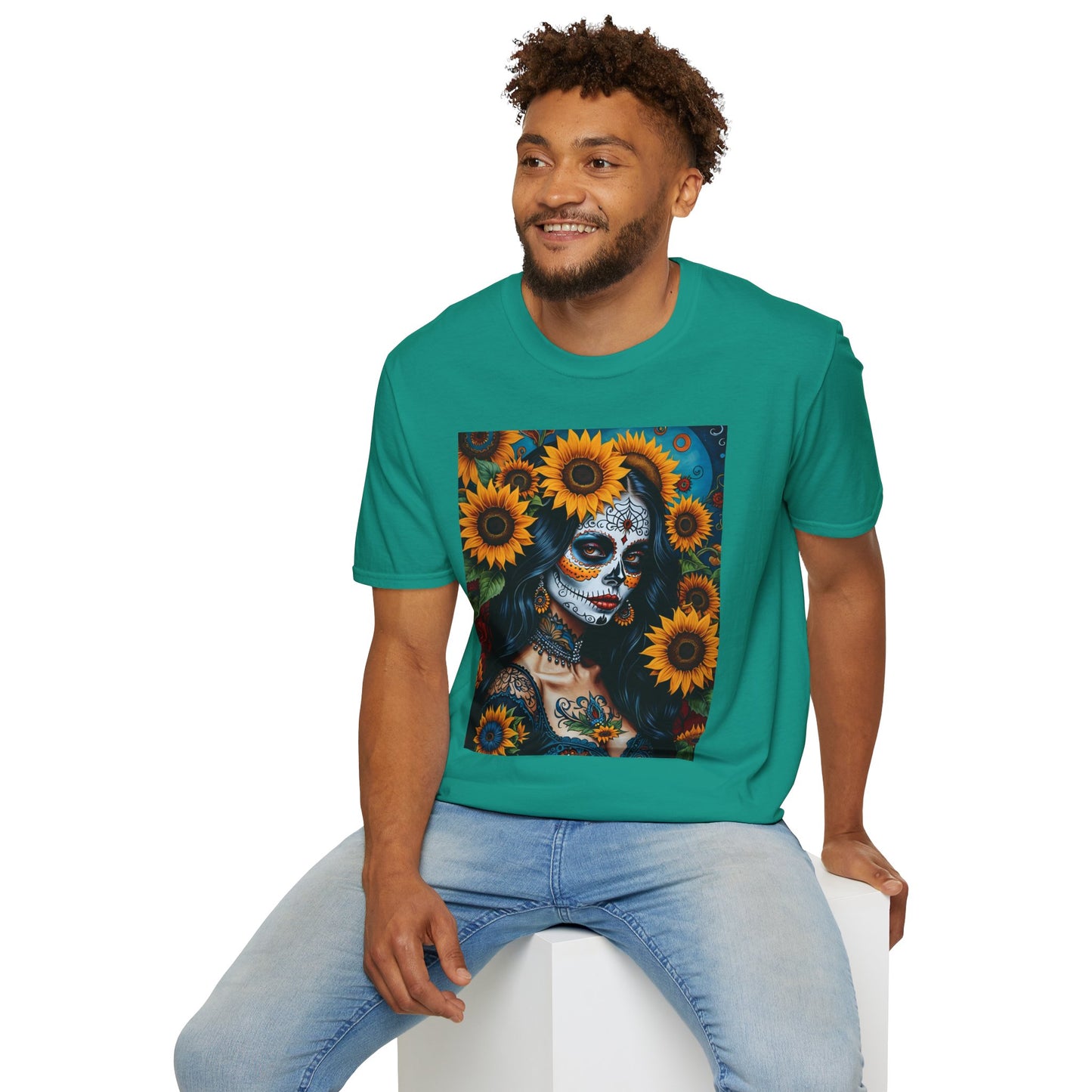 Day of the Dead Floral T-Shirt, Sugar Skull Tee, Unisex Halloween Shirt, Floral Art T-Shirt, Casual Everyday Wear