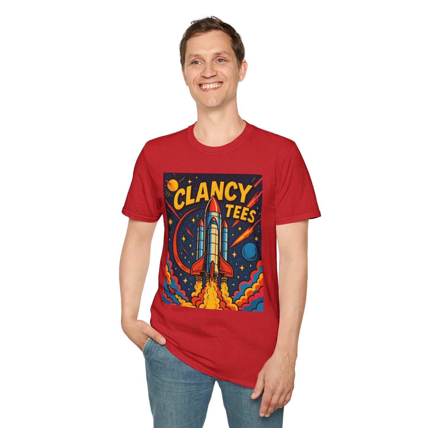 Retro Rocket Ship Shirt Outer Space Graphic Tee | Psychedelic Galaxy Print Top | Gift for Space Nerds and Dreamers | Astronaut Aesthetic Tee