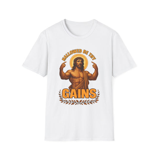 Jesus Gains Unisex T-Shirt, Funny Fitness Tee, Motivational Gym Shirt, Workout Apparel, Religious Gift, Christian Humor Clothing