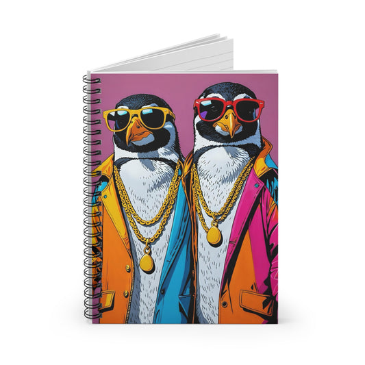 Cool Penguin Spiral Notebook Ruled Line Journal Funny Gift for Students Writers