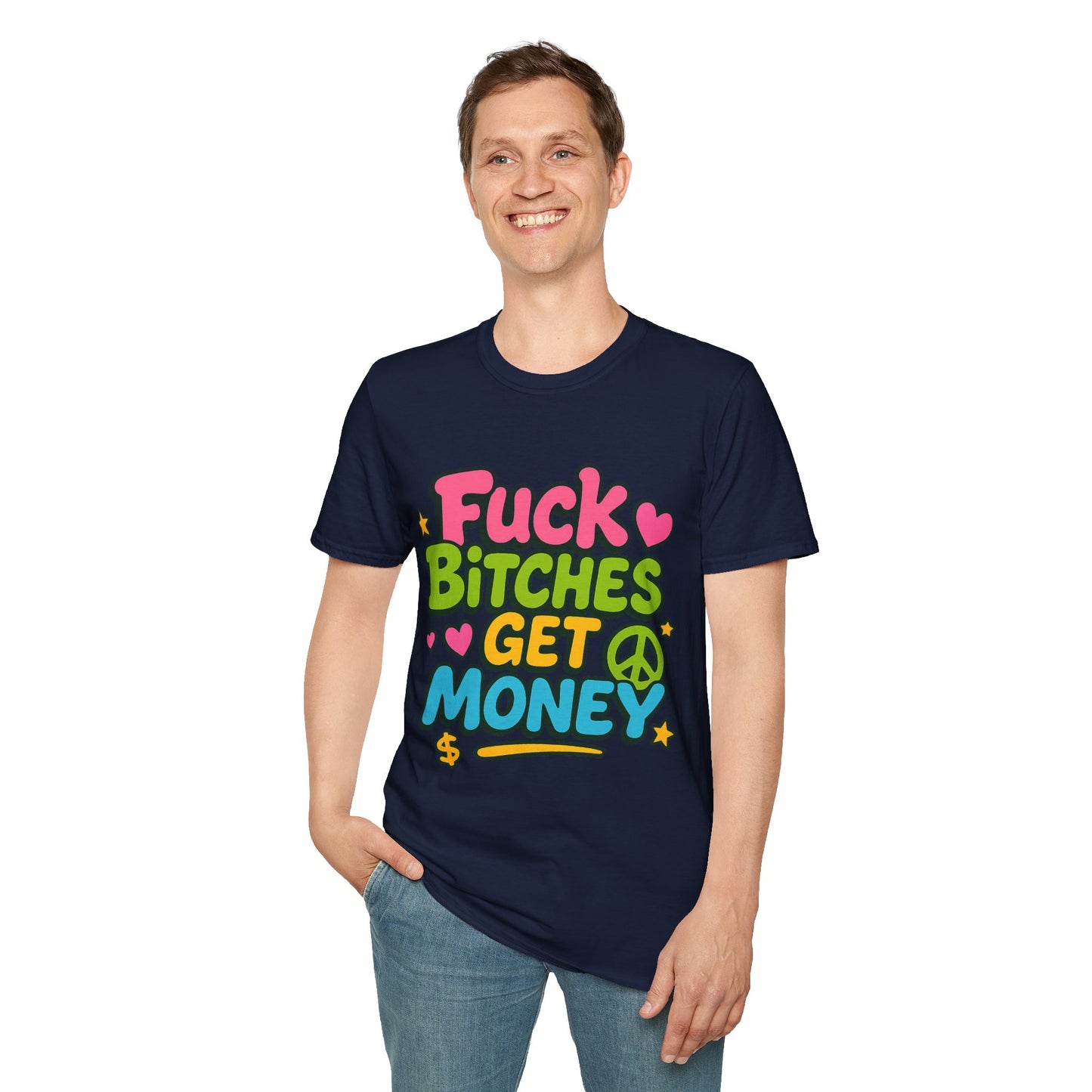 Fuck Bitches Get Money Shirt Funny Bold Graphic Tee Gift for Hustlers Savage Statement T-Shirt for Rebels Trolls Unfiltered Meme Culture Fans