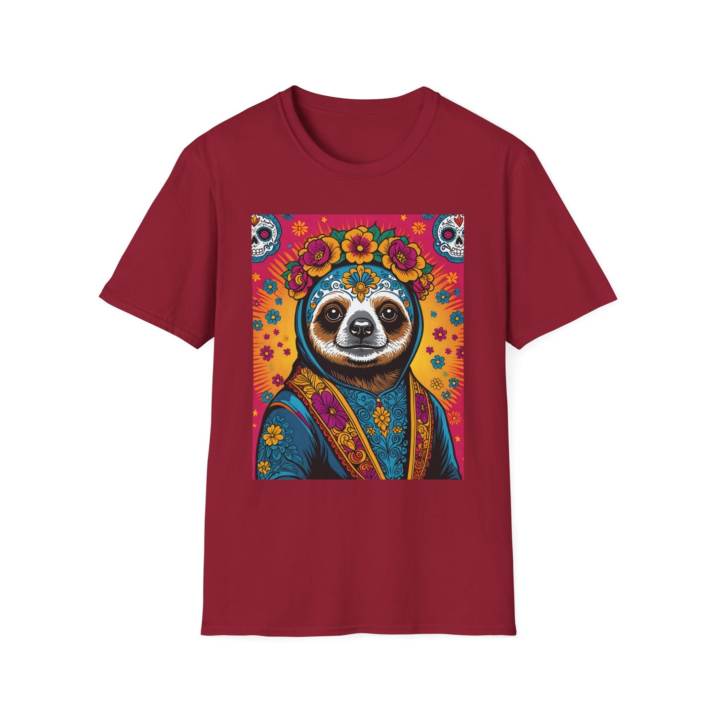 Boho Sloth T Shirt Trippy Animal Graphic Tee Colorful Festival Top Gift for Sloth Lovers