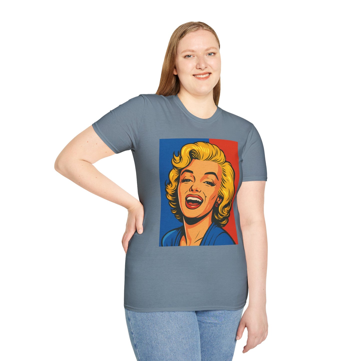 Retro Blonde Bombshell T-Shirt – Pop Art Style Graphic Tee – Gift for Classic Movie Fans, Vintage Aesthetic Lovers, and Bold Fashion Enthusiasts