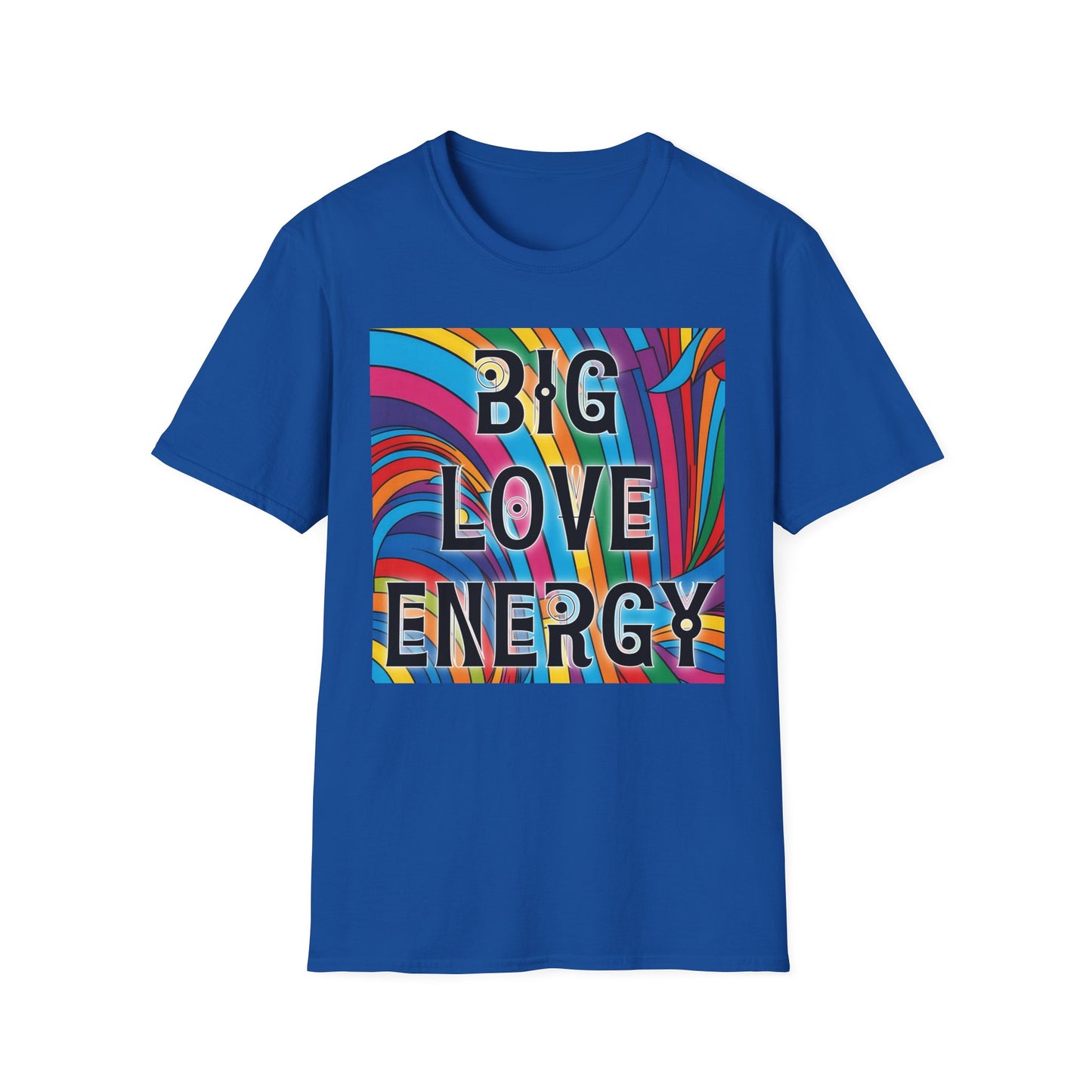 Big Love Energy Shirt – Colorful Retro Pride Rainbow Tee with Bold Positive Message – Gift for Optimists, LGBTQ Friends, and Love-First People