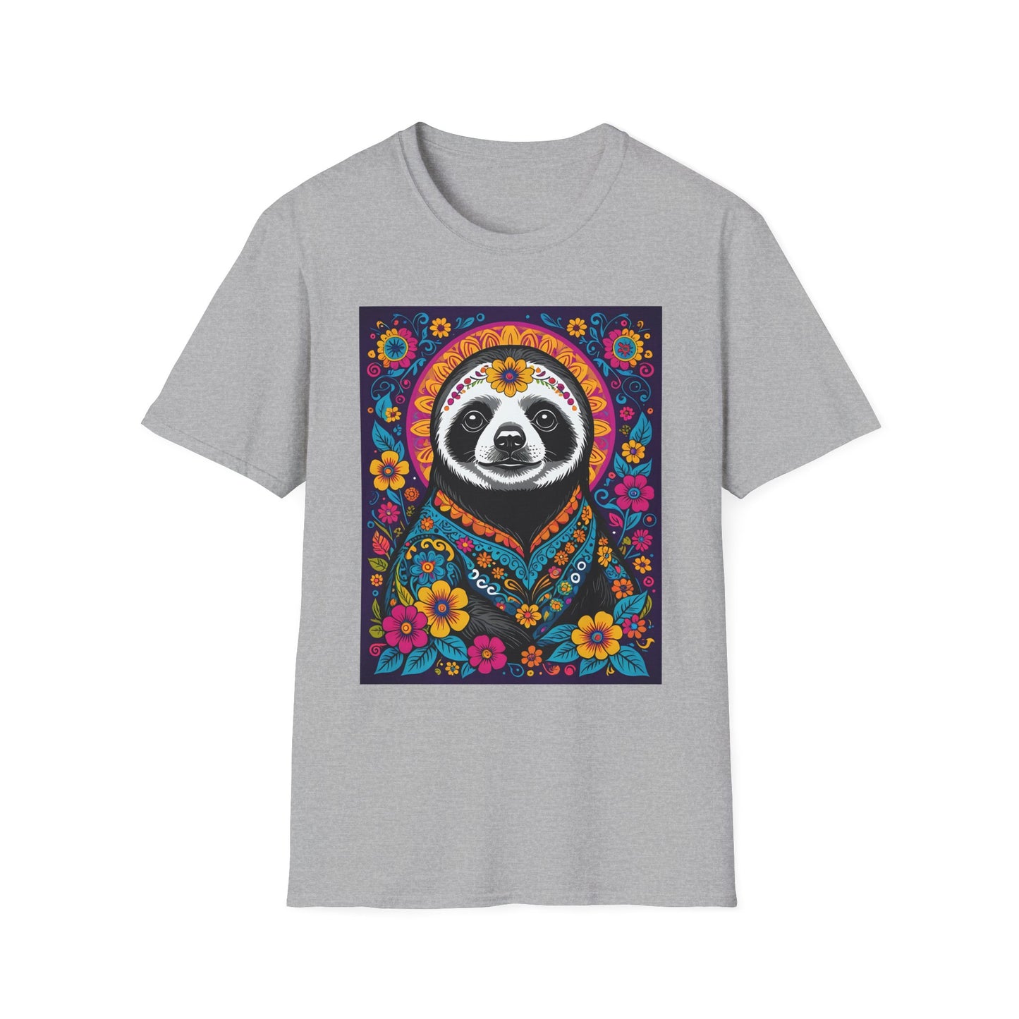 Psychedelic Sloth T Shirt Boho Animal Graphic Tee Trippy Festival Top Gift for Sloth Lovers