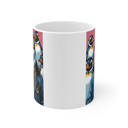 Cool Penguin Gang Mug - Fun Penguin Art, Gift for Animal Lovers, Quirky Coffee Cup, Unique Kitchen Decor, Holiday Surprise