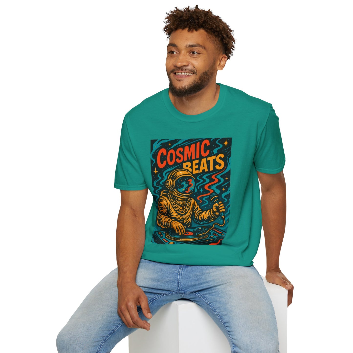 Astronaut DJ Shirt Cosmic Beats Tee Space Music Graphic Gift for EDM Lovers