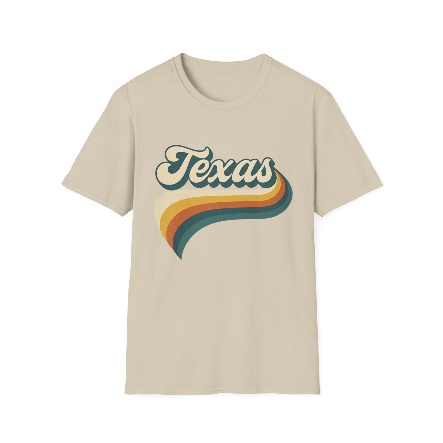 Retro Texas Shirt – Vintage Style Texas Wave Tee • Gildan Softstyle® Unisex Comfort • Gift for Texans • Groovy Southern State Pride Shirt