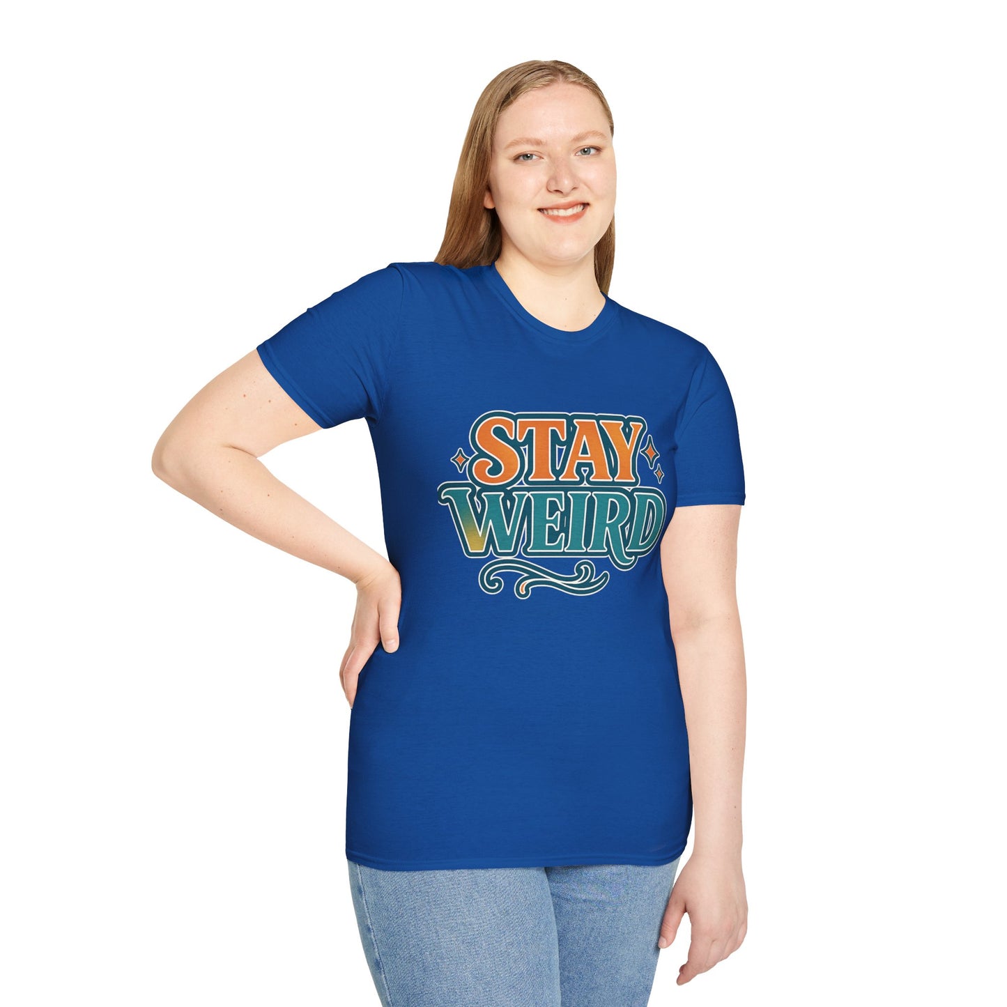 Stay Weird Unisex Softstyle T-Shirt - Fun Graphic Tee, Quirky Apparel, Gift for Friends, Casual Wear, Unique Style