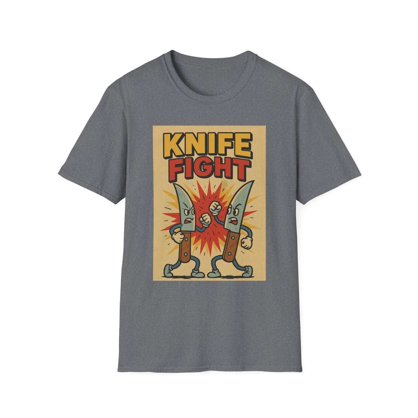 Retro Knife Fight Graphic T-Shirt, Funny Tee, Casual Unisex Clothing, Gift for Him or Her, Unique Humor Shirt