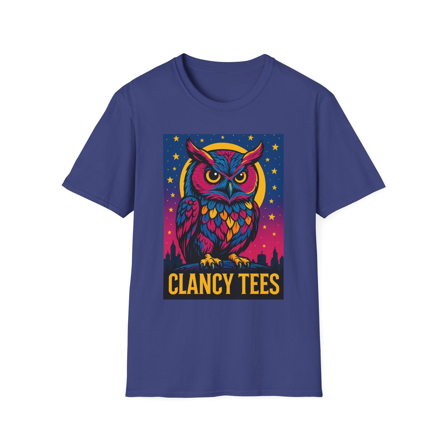 Psychedelic Owl Shirt with Stars and Moon | Trippy Forest Animal Tee | Gift for Night Owls and Weirdos | Bold Colorful Nature Graphic Tee