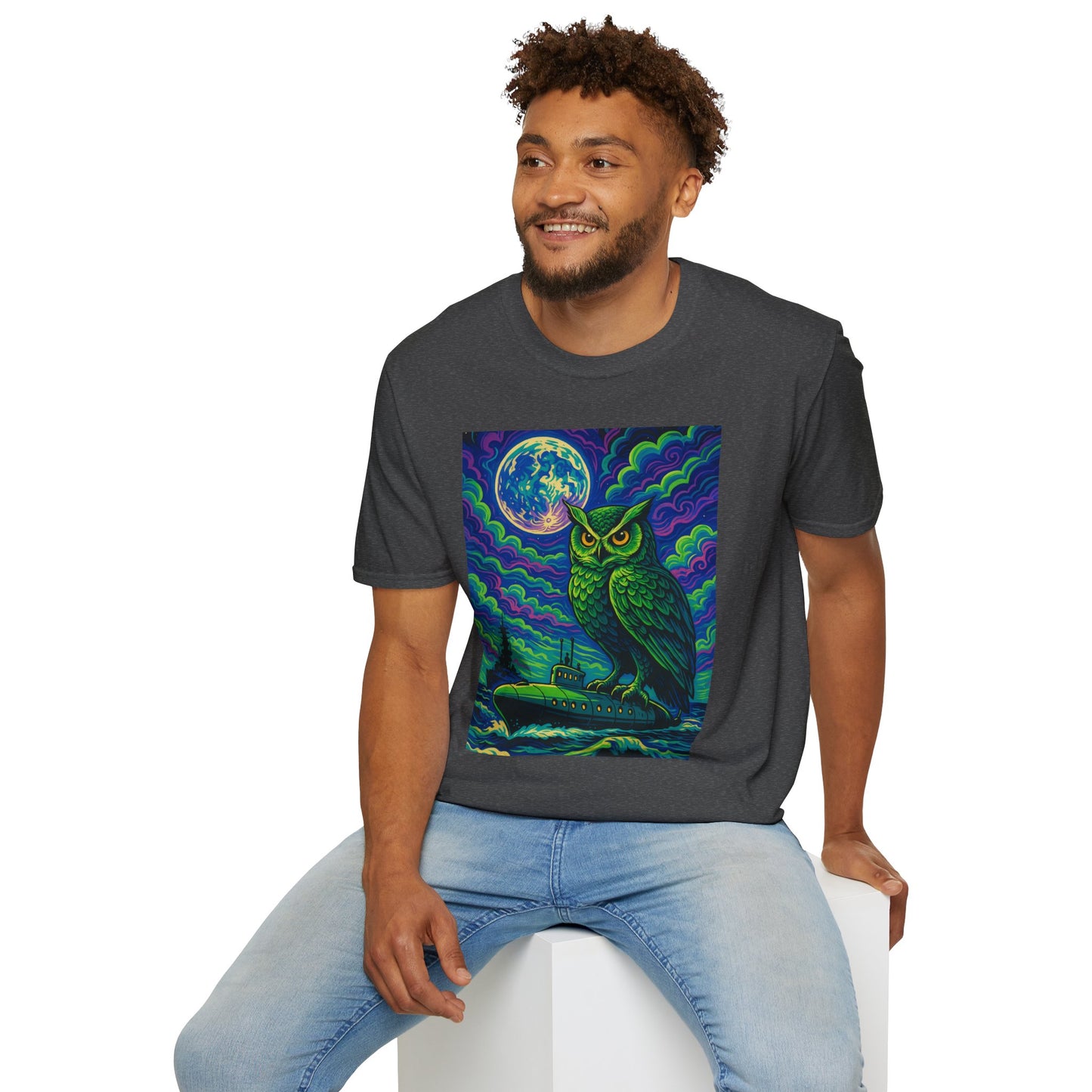 Psychedelic Owl T-Shirt – Trippy Moonlight Animal Tee – Gift for Night Owls, Nature Lovers, Surreal Art Fans & Creatures of the Cosmic Forest