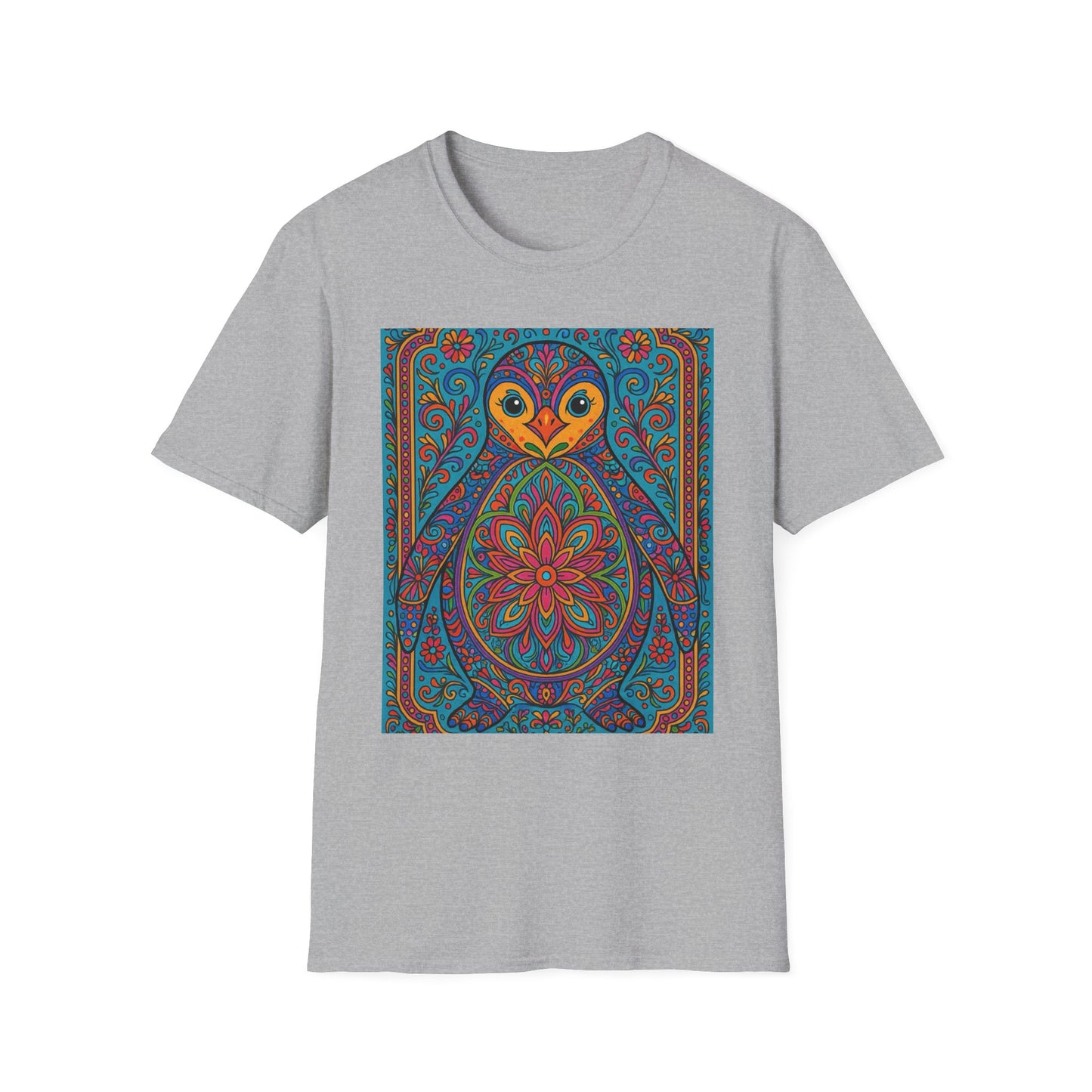 Trippy Penguin Mandala T-Shirt – Psychedelic Animal Tee – Funny Gift for Nature Lovers – Penguin Shirt for Hippies, Weirdos, and Mandala Fans
