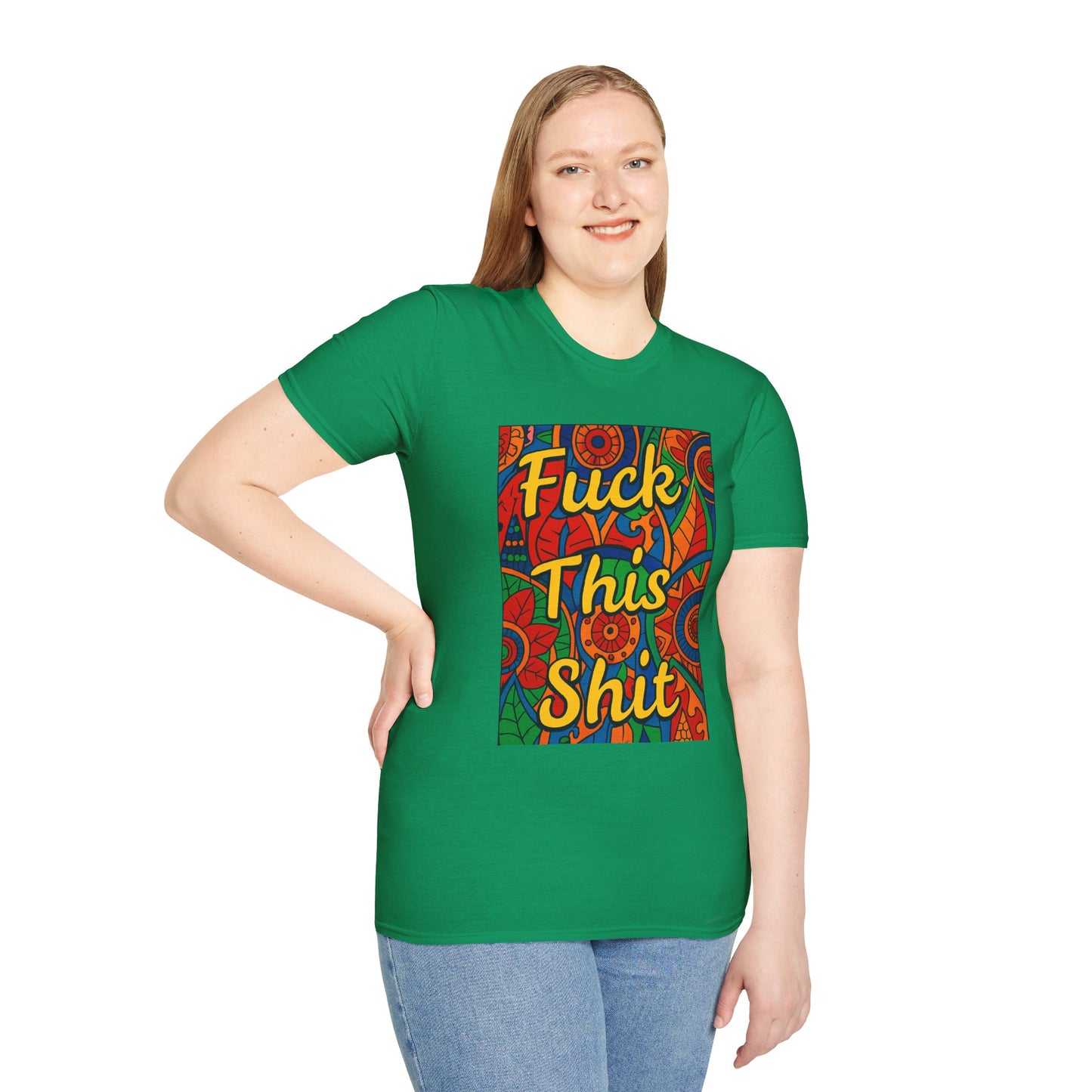 Vibrant Statement Tee - "Fuck This Shit" Unisex Softstyle T-Shirt, Casual Wear, Gift for Friends, Fun Graphic Shirt, Bold Expression
