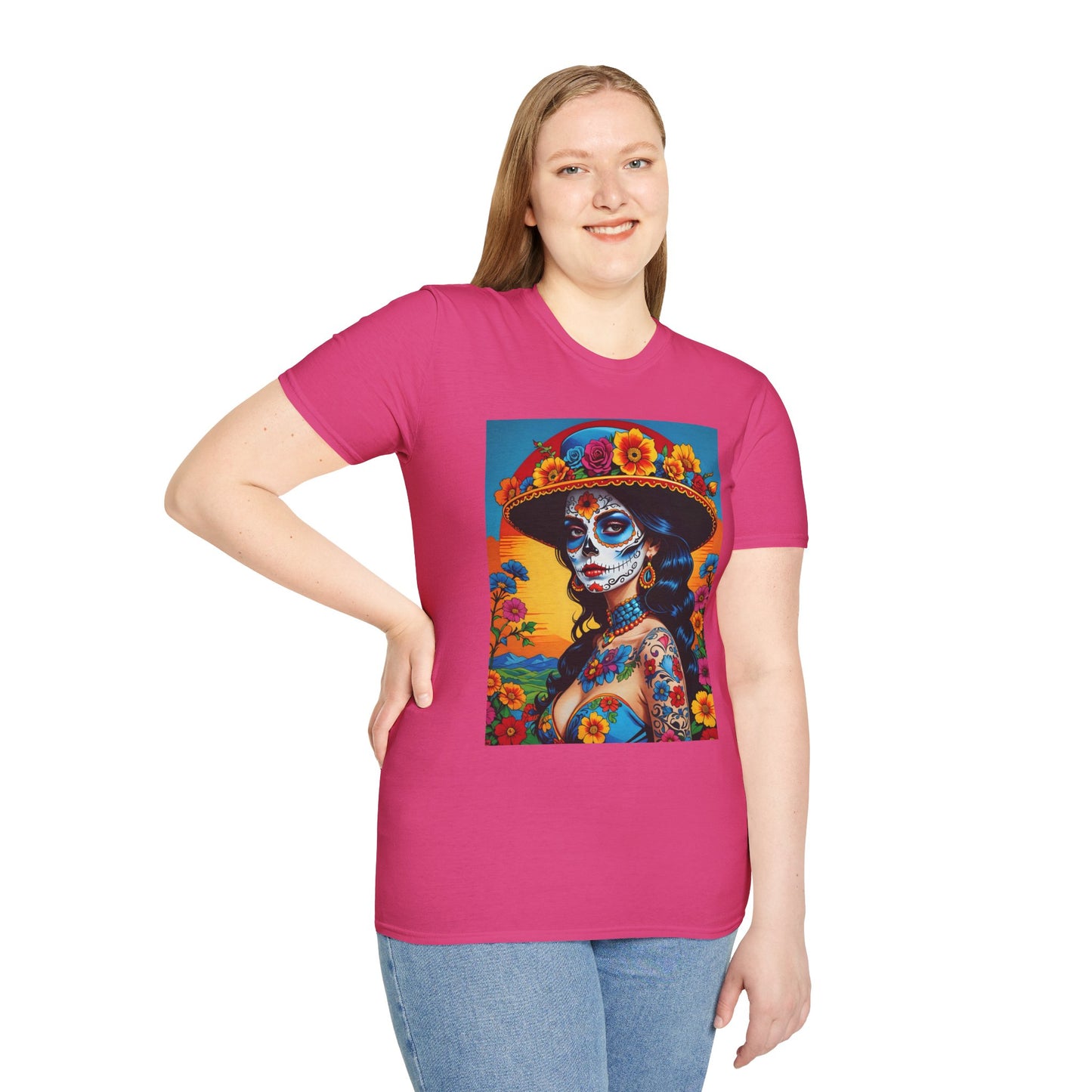 Sugar Skull Tattoo T-Shirt – Día de los Muertos Art Tee – Gift for Skull Art Fans, Tattoo Addicts, and Alternative Fashion Collectors