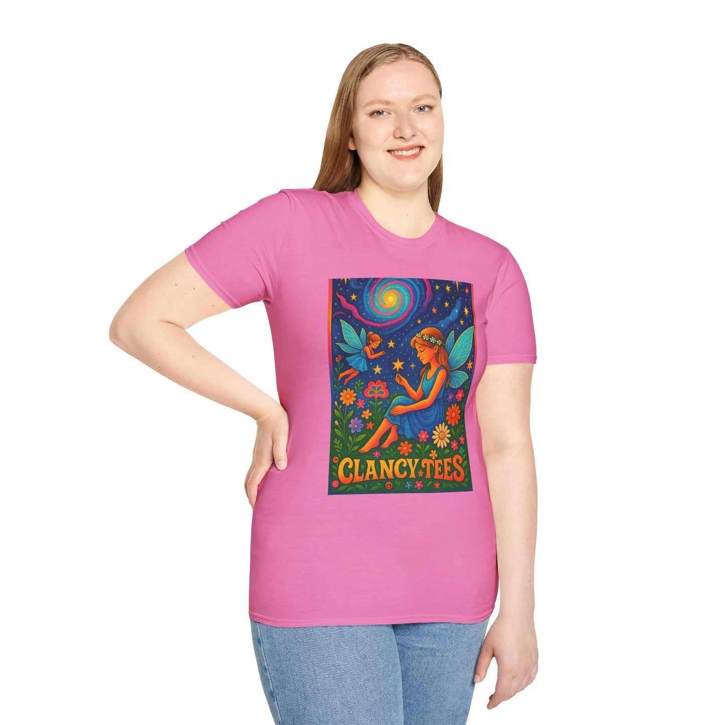 Fairy Garden T-Shirt Whimsical Fantasy Graphic Tee Cosmic Nature Shirt Gift for Dreamers Gift for Fairy Lovers Vibrant Magical Artwork