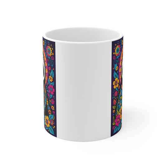 Colorful Sloth Coffee Mug 11oz Ceramic Cup Day Of The Dead Inspired Drinkware Vibrant Floral Artwork Unique Sugar Skull Design For Coffee And Tea